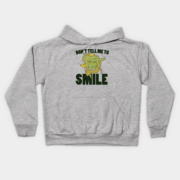 Don't tell me to smile Medusa Kids Hoodie by bubbsnugg